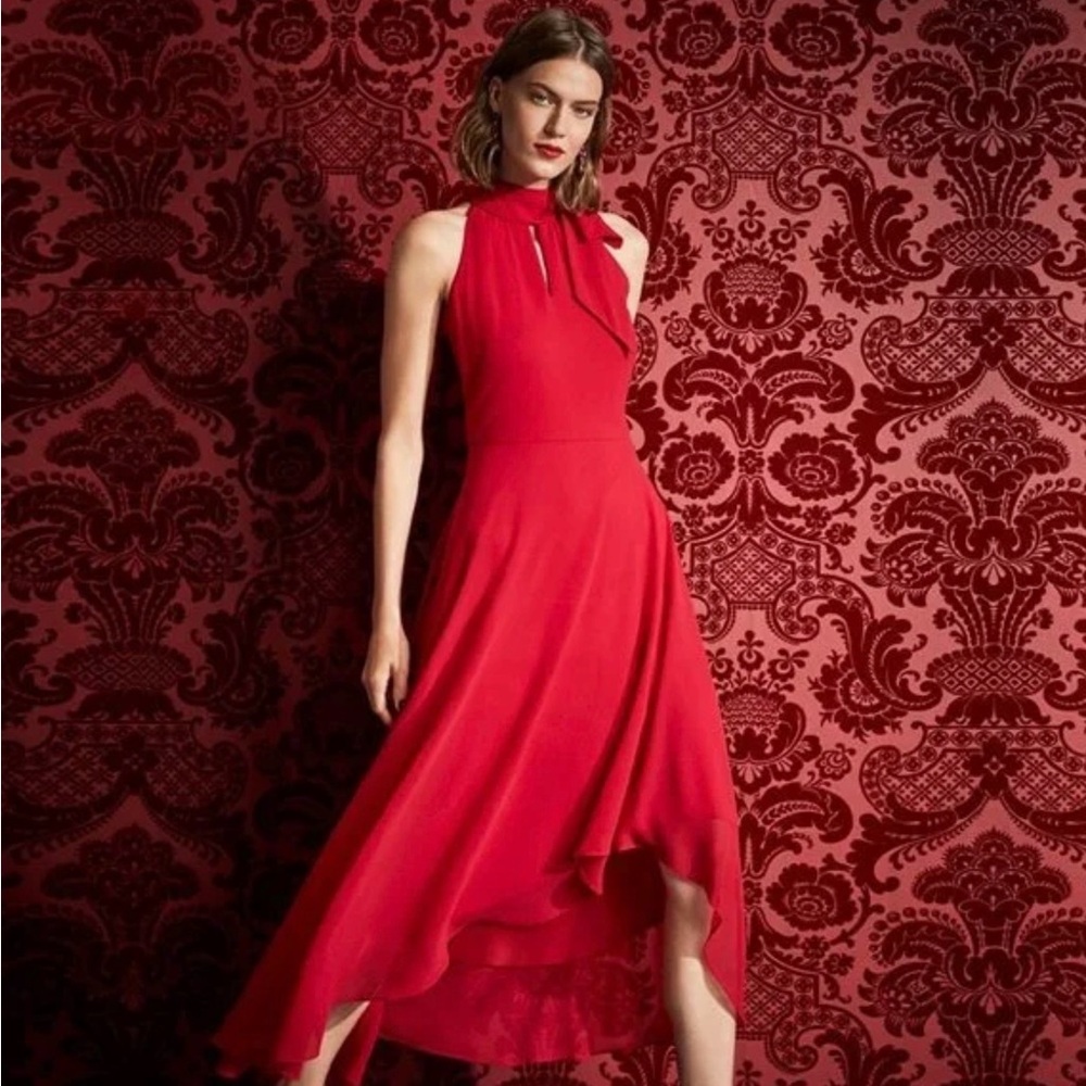 White House Black Market Red High Low Dress